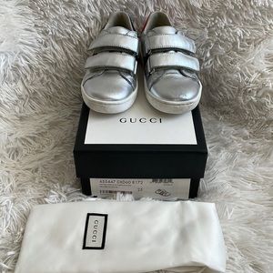 Gucci Ace sneakers silver and blue size 25 (toddler 8.5)